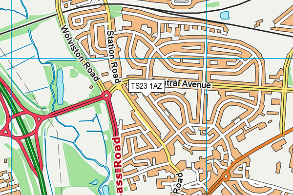 TS23 1AZ map - OS VectorMap District (Ordnance Survey)