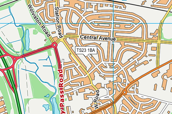 TS23 1BA map - OS VectorMap District (Ordnance Survey)