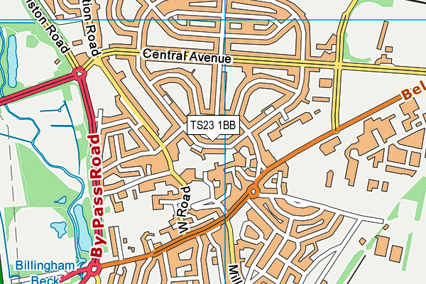 TS23 1BB map - OS VectorMap District (Ordnance Survey)