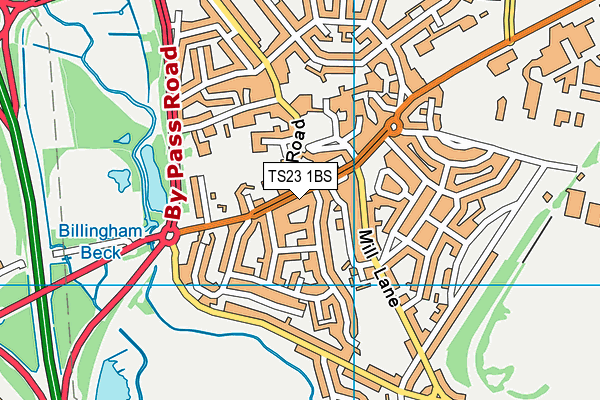 TS23 1BS map - OS VectorMap District (Ordnance Survey)