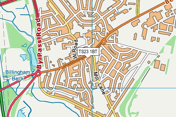 TS23 1BT map - OS VectorMap District (Ordnance Survey)