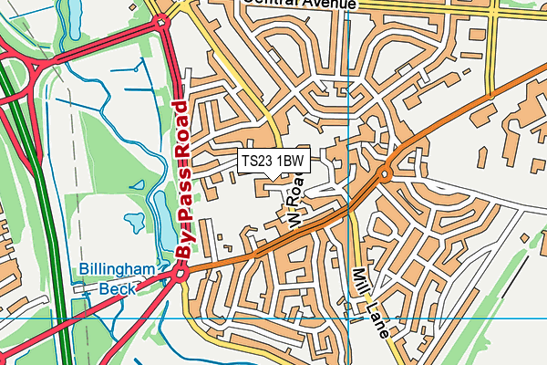 TS23 1BW map - OS VectorMap District (Ordnance Survey)