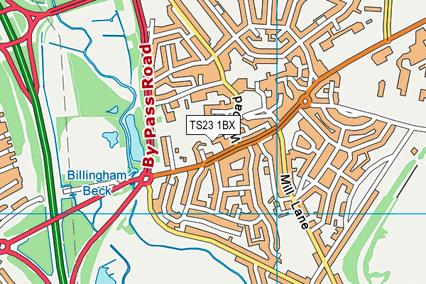 TS23 1BX map - OS VectorMap District (Ordnance Survey)