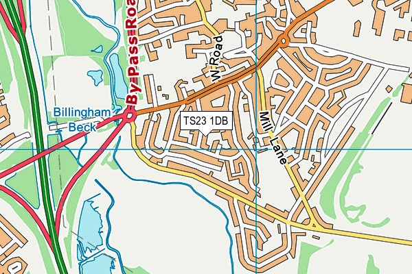 TS23 1DB map - OS VectorMap District (Ordnance Survey)