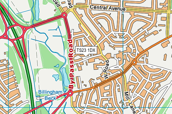 TS23 1DX map - OS VectorMap District (Ordnance Survey)