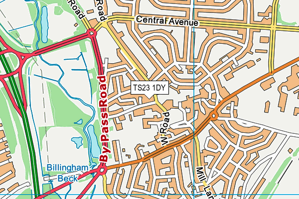 TS23 1DY map - OS VectorMap District (Ordnance Survey)