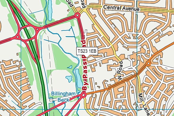 TS23 1EB map - OS VectorMap District (Ordnance Survey)