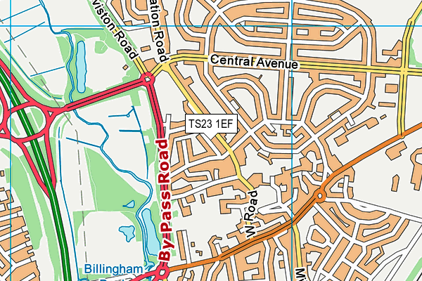 TS23 1EF map - OS VectorMap District (Ordnance Survey)