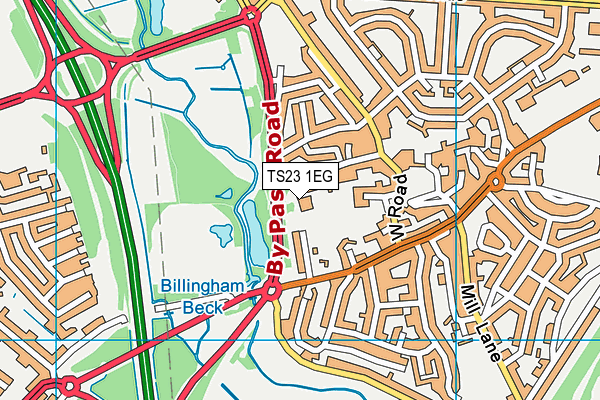 TS23 1EG map - OS VectorMap District (Ordnance Survey)