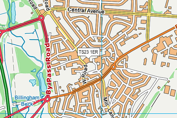 TS23 1ER map - OS VectorMap District (Ordnance Survey)