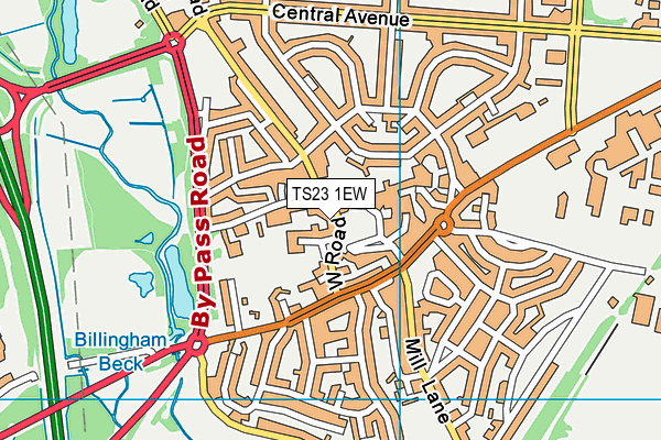 TS23 1EW map - OS VectorMap District (Ordnance Survey)