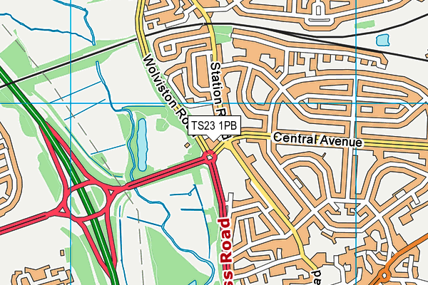 TS23 1PB map - OS VectorMap District (Ordnance Survey)