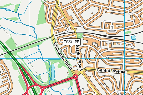 TS23 1PF map - OS VectorMap District (Ordnance Survey)