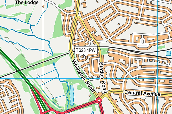 TS23 1PW map - OS VectorMap District (Ordnance Survey)