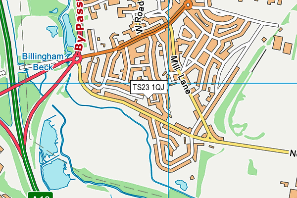 TS23 1QJ map - OS VectorMap District (Ordnance Survey)