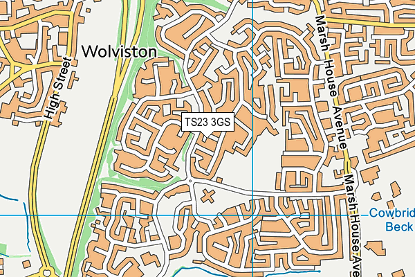 TS23 3GS map - OS VectorMap District (Ordnance Survey)