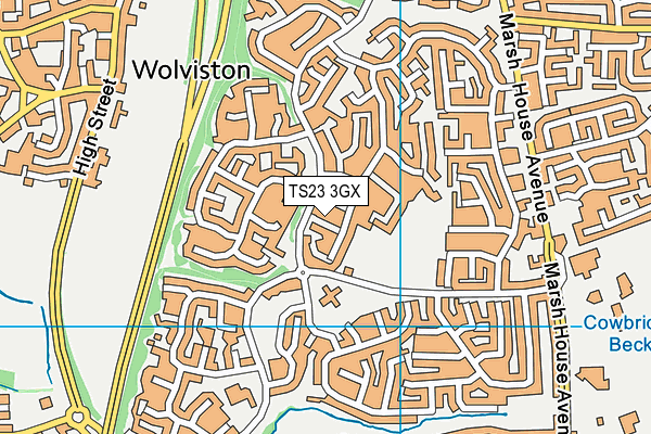 TS23 3GX map - OS VectorMap District (Ordnance Survey)