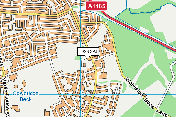 TS23 3PJ map - OS VectorMap District (Ordnance Survey)