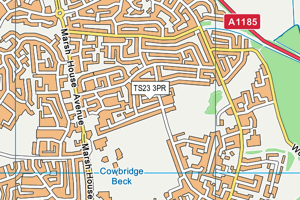 TS23 3PR map - OS VectorMap District (Ordnance Survey)