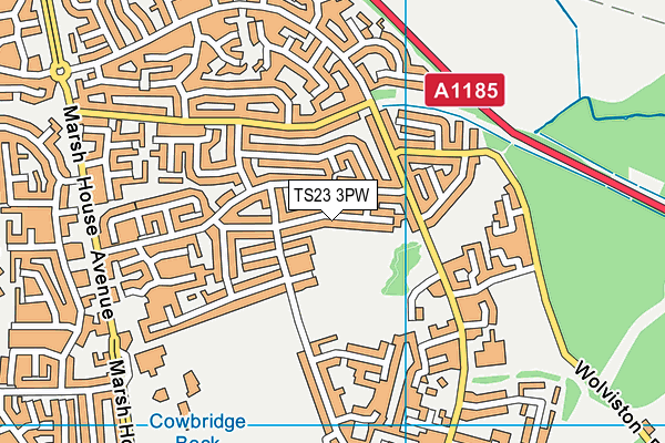 TS23 3PW map - OS VectorMap District (Ordnance Survey)