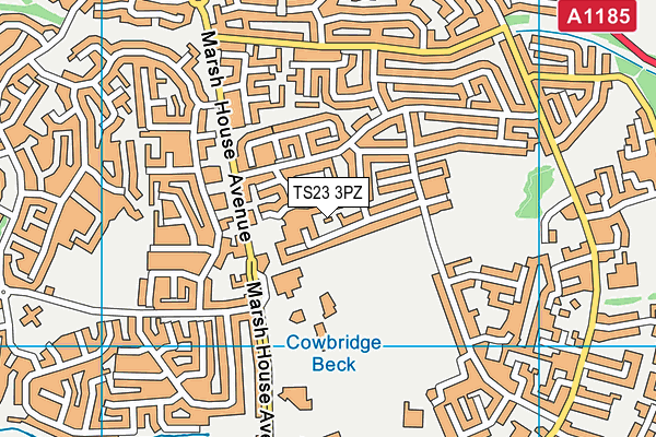 TS23 3PZ map - OS VectorMap District (Ordnance Survey)