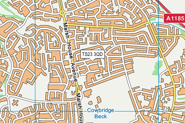 TS23 3QD map - OS VectorMap District (Ordnance Survey)