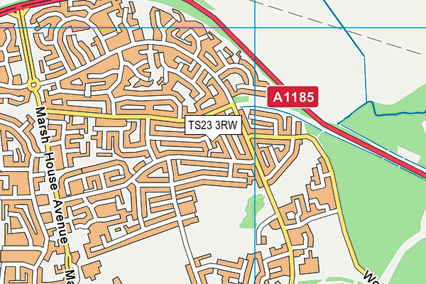 TS23 3RW map - OS VectorMap District (Ordnance Survey)