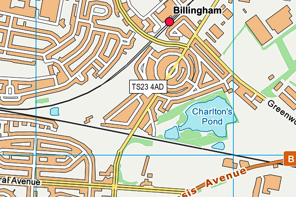 TS23 4AD map - OS VectorMap District (Ordnance Survey)