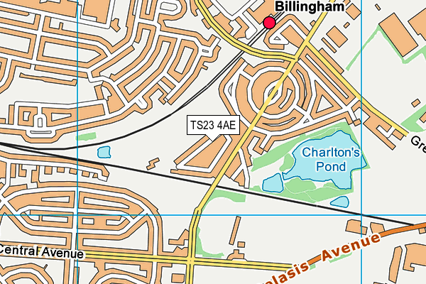 Billingham Town Football Club map (TS23 4AE) - OS VectorMap District (Ordnance Survey)
