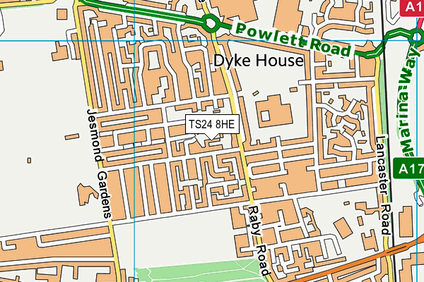 TS24 8HE map - OS VectorMap District (Ordnance Survey)