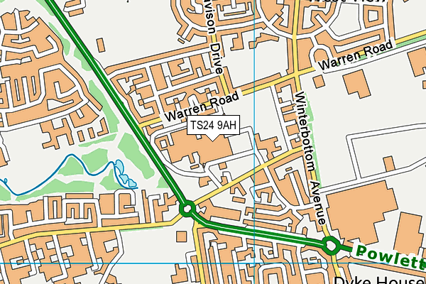 TS24 9AH map - OS VectorMap District (Ordnance Survey)