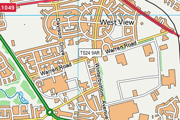 TS24 9AR map - OS VectorMap District (Ordnance Survey)