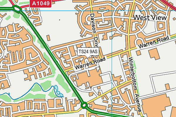 TS24 9AS map - OS VectorMap District (Ordnance Survey)