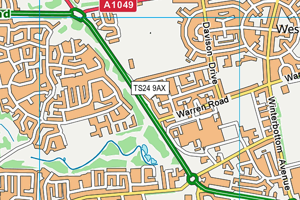 TS24 9AX map - OS VectorMap District (Ordnance Survey)