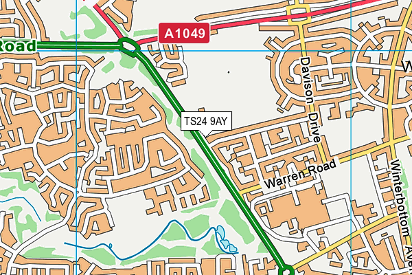 TS24 9AY map - OS VectorMap District (Ordnance Survey)