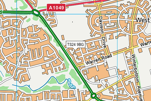 TS24 9BG map - OS VectorMap District (Ordnance Survey)