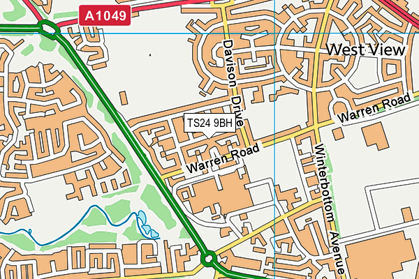 TS24 9BH map - OS VectorMap District (Ordnance Survey)