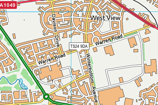TS24 9DA map - OS VectorMap District (Ordnance Survey)