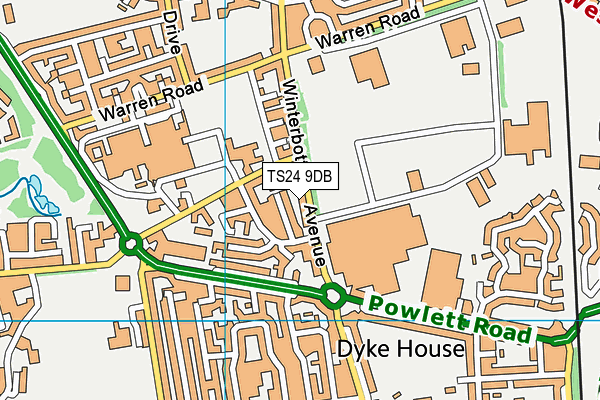 TS24 9DB map - OS VectorMap District (Ordnance Survey)