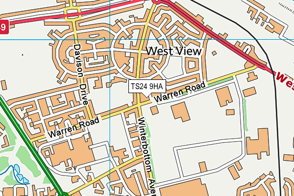 TS24 9HA map - OS VectorMap District (Ordnance Survey)