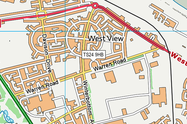 TS24 9HB map - OS VectorMap District (Ordnance Survey)