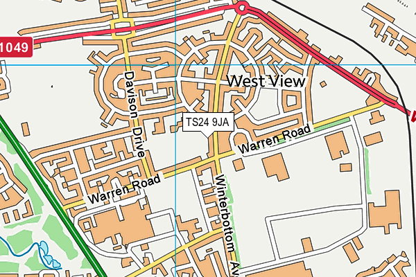 TS24 9JA map - OS VectorMap District (Ordnance Survey)