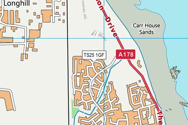 TS25 1GF map - OS VectorMap District (Ordnance Survey)