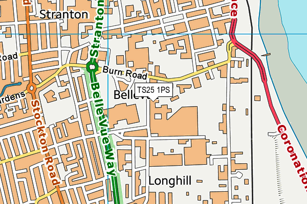 TS25 1PS map - OS VectorMap District (Ordnance Survey)