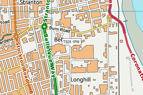 TS25 1PW map - OS VectorMap District (Ordnance Survey)