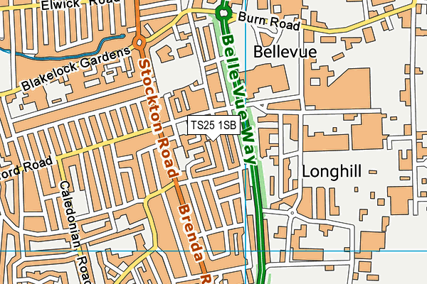 TS25 1SB map - OS VectorMap District (Ordnance Survey)