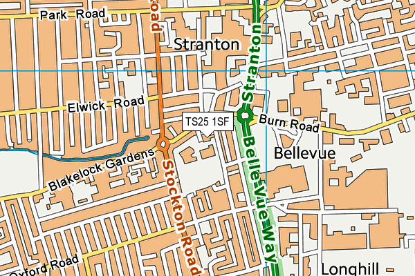 TS25 1SF map - OS VectorMap District (Ordnance Survey)