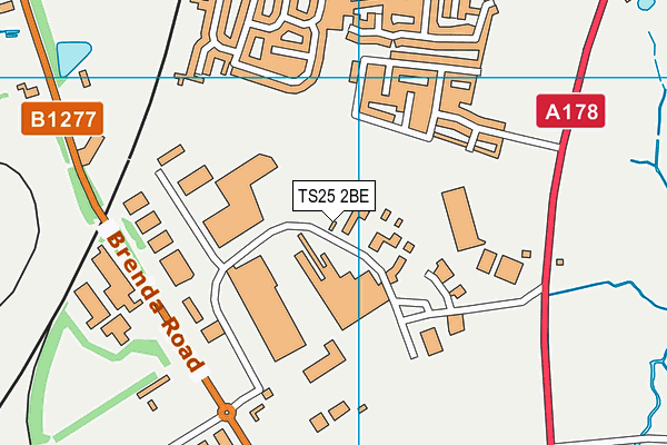 TS25 2BE map - OS VectorMap District (Ordnance Survey)