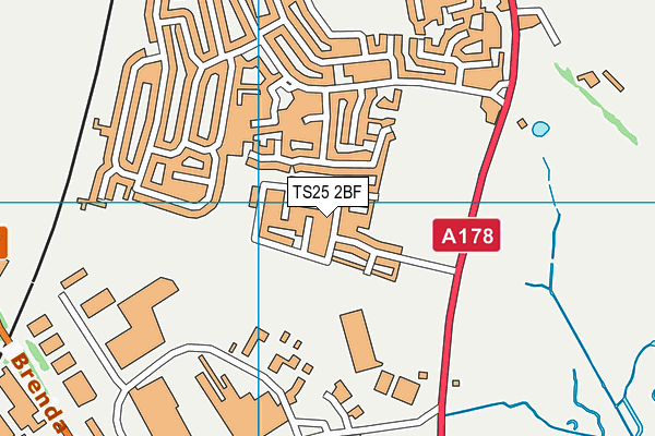 TS25 2BF map - OS VectorMap District (Ordnance Survey)