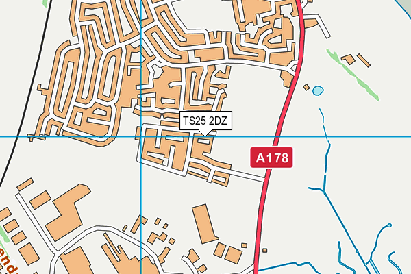 TS25 2DZ map - OS VectorMap District (Ordnance Survey)
